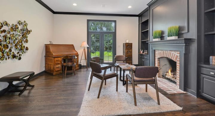Cozy office room with a piano in lake forest