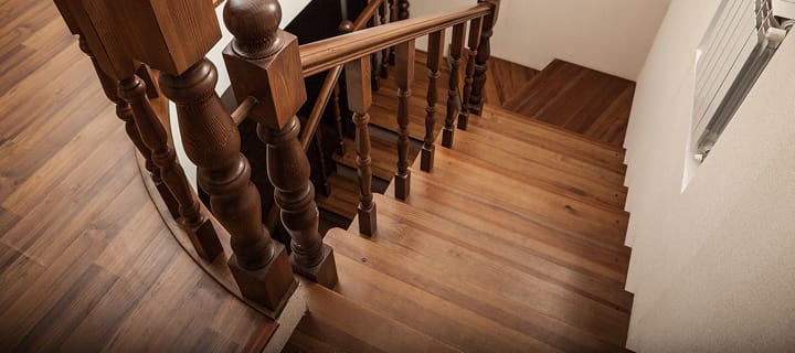 Wooden stairs that go up and down