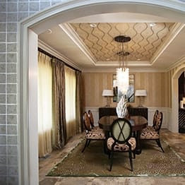 Transitional room addition with archway to another room space in Highland Park