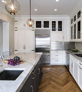 Luxury meets character in timeless kitchen design with white color cabinets in Chicago